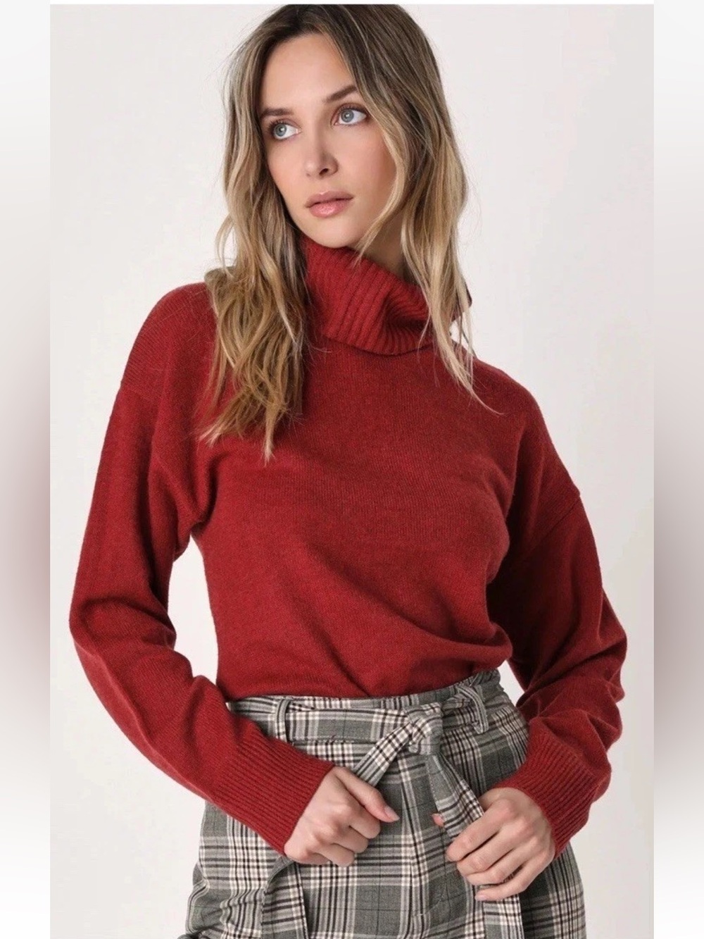 Lulus Amazing Memories Rust Red Turtleneck Sweater Size S Long Sleeve NWT